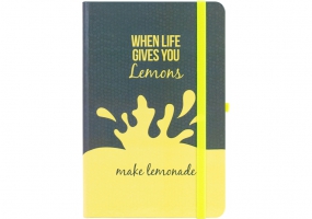 Діловий записник LEMONADE, А5, тверда обкладинка папір, гумка, білий блок лінія OPTIMA O20812-40
