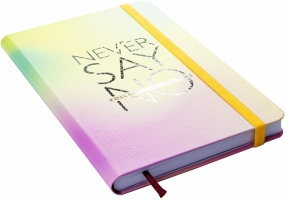 Деловая записная книжка NEVER SAY NO, А5, твердая обложка бумага, резинка, белый блок линия OPTIMA O20812-41