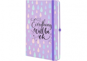 Деловая записная книжка EVERYTHING OK, А5, твердая обложка бумага, резинка, белый блок линия OPTIMA O20812-42