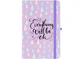 Деловая записная книжка EVERYTHING OK, А5, твердая обложка бумага, резинка, белый блок линия OPTIMA O20812-42