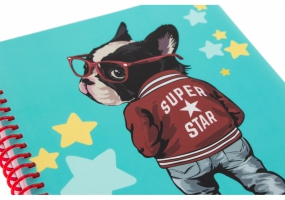 Блокнот "Pets Fashion: Bulldog" А5 (150х200), пластикова обкладинка, ПВХ спіраль, 80 арк., клітинка OPTIMA O20832-25