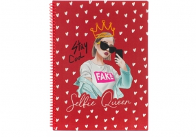 Блокнот "Selfie: Queen", A4 (200х285), пластикова обкладинка, ПВХ спіраль, 80 арк., клітинка OPTIMA O20846-25