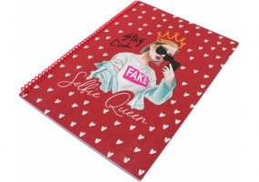 Блокнот "Selfie: Queen", A4 (200х285), пластикова обкладинка, ПВХ спіраль, 80 арк., клітинка OPTIMA O20846-25