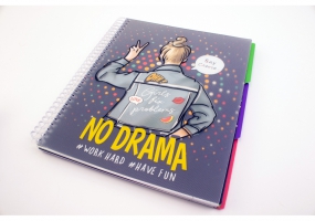 Блокнот "Selfie: No Drama", B5, обкл. пластик+картон, ПВХ спіраль, розділювачі, 120 арк., кліт. OPTIMA O20850-02