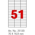Этикетки самоклеящиеся Optima 51шт. 70x16.9 мм, А4 100 л. OPTIMA O25120