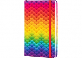 Діловий записник Rainbow, А5, тверда обкладинка текстиль, гумка, блок клітинка OPTIMA O27190-02