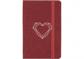 Діловий записник Heart, А5, тверда обкладинка текстиль, гумка, блок клітинка OPTIMA O27191-03
