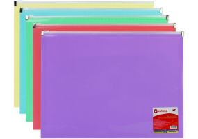 Папка пластиковая А4 Optima на молнии zip-lock, пастельная, ассорти O35545