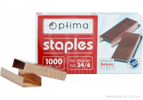 Скобы №24/6 медные Optima, 1000 шт. O40354