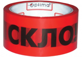 Лента клейкая упаковочная "Осторожно: стекло" 48 мм х 50 м Optima O45301