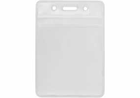 Бейдж вертикальный Optima, замок zip lock, PVC, 75х95 мм O45612