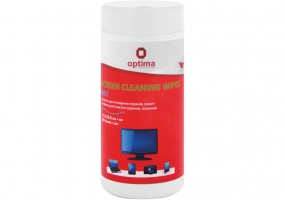 Салфетки для очистки экранов Optima, влажные, 100 шт., Круглая туба O72612