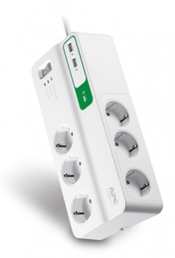 Фильтр APC Essential SurgeArrest 6 розеток + 2 USB (5V, 2.4A) PM6U-RS