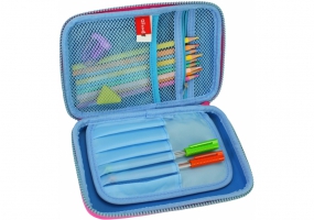 Пенал на 1 відділення на блискавці з органайзером, блакитний COOLFORSCHOOL QT-5627-Blue
