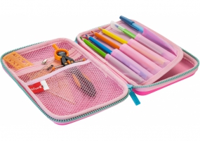 Пенал на 1 отделение на молнии с органайзером, розовый COOLFORSCHOOL QT-5627-Pink