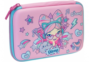 Пенал на 1 відділення на блискавці з органайзером, рожевий COOLFORSCHOOL QT-5630-Pink