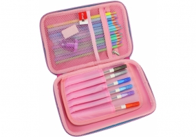 Пенал на 1 відділення на блискавці з органайзером, фуксія COOLFORSCHOOL QT-5630-Rosered