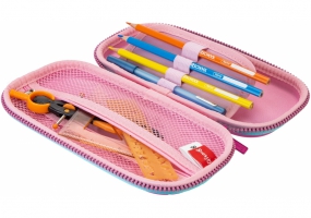 Пенал на 1 відділення на блискавці з органайзером, фуксія COOLFORSCHOOL QT-5634-Rosered