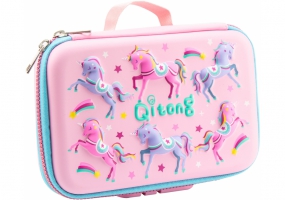 Пенал - сумка с тиснением, на замке COOLFORSCHOOL QT-5685-Pink