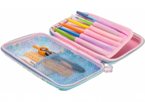 Пенал с окошком на 1 отделение на молнии с органайзером, голубой COOLFORSCHOOL QT-5750-Blue