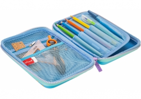 Пенал LED на 1 отделение на молнии с органайзером, голубой COOLFORSCHOOL QT-5758-Blue