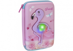 Пенал LED на 1 відділення на блискавці з органайзером, рожевий COOLFORSCHOOL QT-5758-Pink