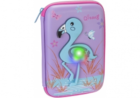 Пенал LED на 1 отделение на молнии с органайзером, фиолетовый COOLFORSCHOOL QT-5758-Purple