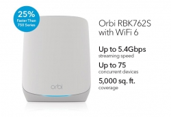 WiFi-система NETGEAR Orbi RBK762S AX5400, WiFi 6, MESH, 3xGE LAN, 1xGE WAN, біл. кол. (2шт.), включено 1 рік NETGEAR Armor RBK762S-100EUS