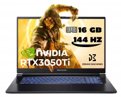 Ноутбук Dream Machines RG3050Ti-17 17.3FHD IPS, Intel i7-12700H, 16GB, F500GB, NVD3050Ti-4, DOS, черный RG3050TI-17UA35