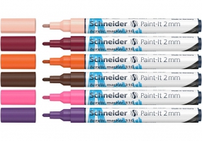 Маркер акриловий для декорат. та художніх робіт SCHNEIDER Paint-it 310 2мм Wallet Set3 6 кольорів S120197