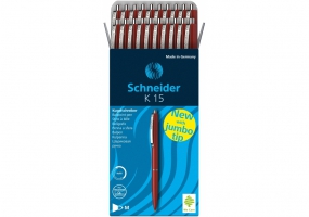 Ручка кулькова автомат. SCHNEIDER К15 0,7 мм. корпус червоний, пише червоним S3082