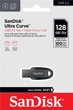 Накопитель SanDisk  128GB USB 3.2 Type-A Ultra Curve Black SDCZ550-128G-G46