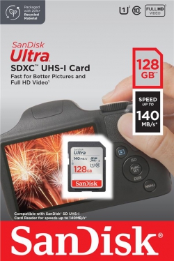 Карта памяти SanDisk SD  128GB C10 UHS-I R140MB/s Ultra SDSDUNB-128G-GN6IN