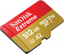 Карта памяти SanDisk microSD  512GB C10 UHS-I U3 R190/W130MB/s Extreme V30 + SD SDSQXAV-512G-GN6MA