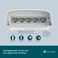 Коммутатор TP-LINK 	SG2005P-PD  4xGE (4xPoE), 64W, 1xGE uplink (1xPoe), WebSmart, outdoor