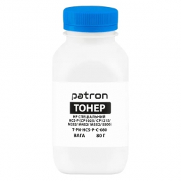Тонер HP специальный hcs-p (cp1025/cp1215/m252/m452/m552/5500) Cyan флакон 80 г (pn-hcs-p-c-080) Patron T-PN-HCS-P-C-080