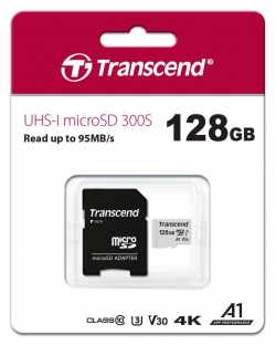Карта памяти Transcend microSD 128GB C10 UHS-I R100/W40MB/s TS128GUSD300S