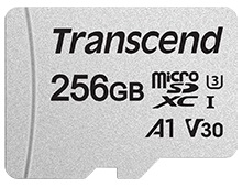 Карта памяти Transcend microSD 256GB C10 UHS-I R100/W40MB/s + SD TS256GUSD300S-A