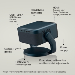 Проектор Epson EF-22N FHD, 1000 lm, LASER, 1, Google TV, Metallic Blue V11HB38440