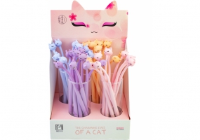 Ручка кулькова The charming cats, гелева синя. 4 дизайни асорті у кольоровому дисплеї. MAXI Z20049