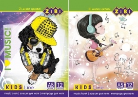 Зошит для нот, А5, 12 аркушів, на скобі, вертикальний, KIDS Line ZiBi ZB.1095