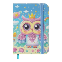 Книжка записна OWL на гумці, А7, 80 арк., клітинка., офсет крем., тв.лам.обл., блакитна, KIDS LINE ZiBi ZB.117102