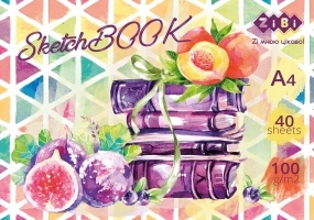 Скетчбук А4, 40 листов, клееный, белый блок 100 г/м2, ART Line ZiBi ZB.1467