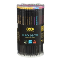 Карандаш графитовый HB, BLACK DECOR, пластиковый, трехгранный, с резинкой, тубая - 144 шт ZiBi ZB.2321