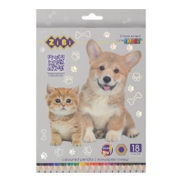 Олівці кольорові, 18кол., СОБАКИ ТА КОТИ, шестигранний, SMART Line ZiBi ZB.2428