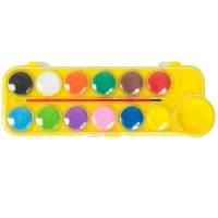 Краски акварельные 12 цв., пласт./кор., с кистью, желтый, KIDS Line ZiBi ZB.6559-08