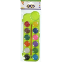 Фарби акварельні 12 кольор., пласт./кор., з пензлем., салатовий, KIDS Line ZiBi ZB.6559-15