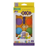 Акварельні водорозчинні фарби JUMBO з пенз., 8 кол., пласт./кор., BABY Line ZiBi ZB.6580