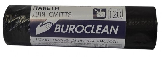 Пакети для сміття 120л/10шт, чорні BuroClean ECO Buroclean 10200041