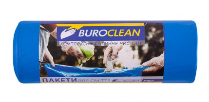Пакети для сміття 240л/10 шт, міцні, сині 900х1300мм, 35мкм BuroClean EuroStandart Buroclean 10200062